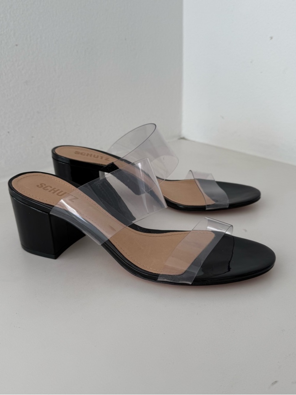 SCHUTZ Victorie Block Heel Mule Sandal Black Size 8.5 - Picture 9 of 11